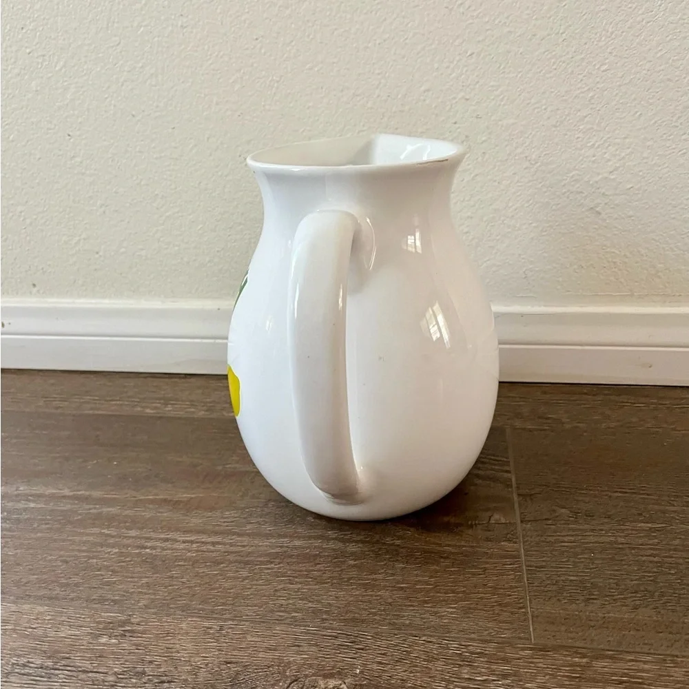 White Ceramic Pitcher with Herb and Lemon Design from Portugal